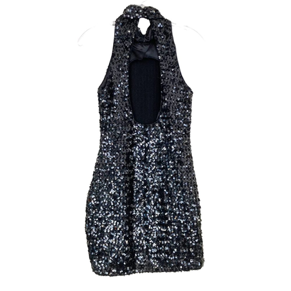 Vintage Hollywood Nites Black Sequin Mini Dress - Picture 5 of 6